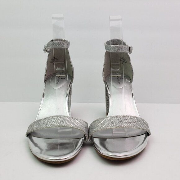 Bandolino ARMORY 2 Womens Size 7.5 Silver Sparkle Ankle Strap 3" Heel Sandals - Picture 6 of 12